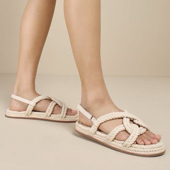 Salt + Umber Sansa Natural Braided Robe Slingback Sandals EU 39 US 8 Fisherman - Picture 1 of 9